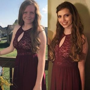 Maroon formal gown prom dress